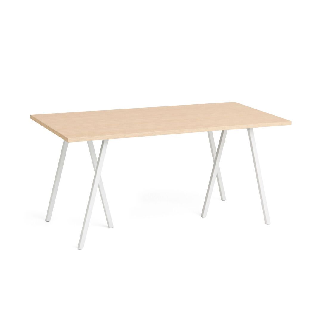HAY Accessoires Loop Stand Table B: 160 cm / T: 77.5 cm, Eichenfurnier klar lackiert, Stahl pulverbeschichtet weiss