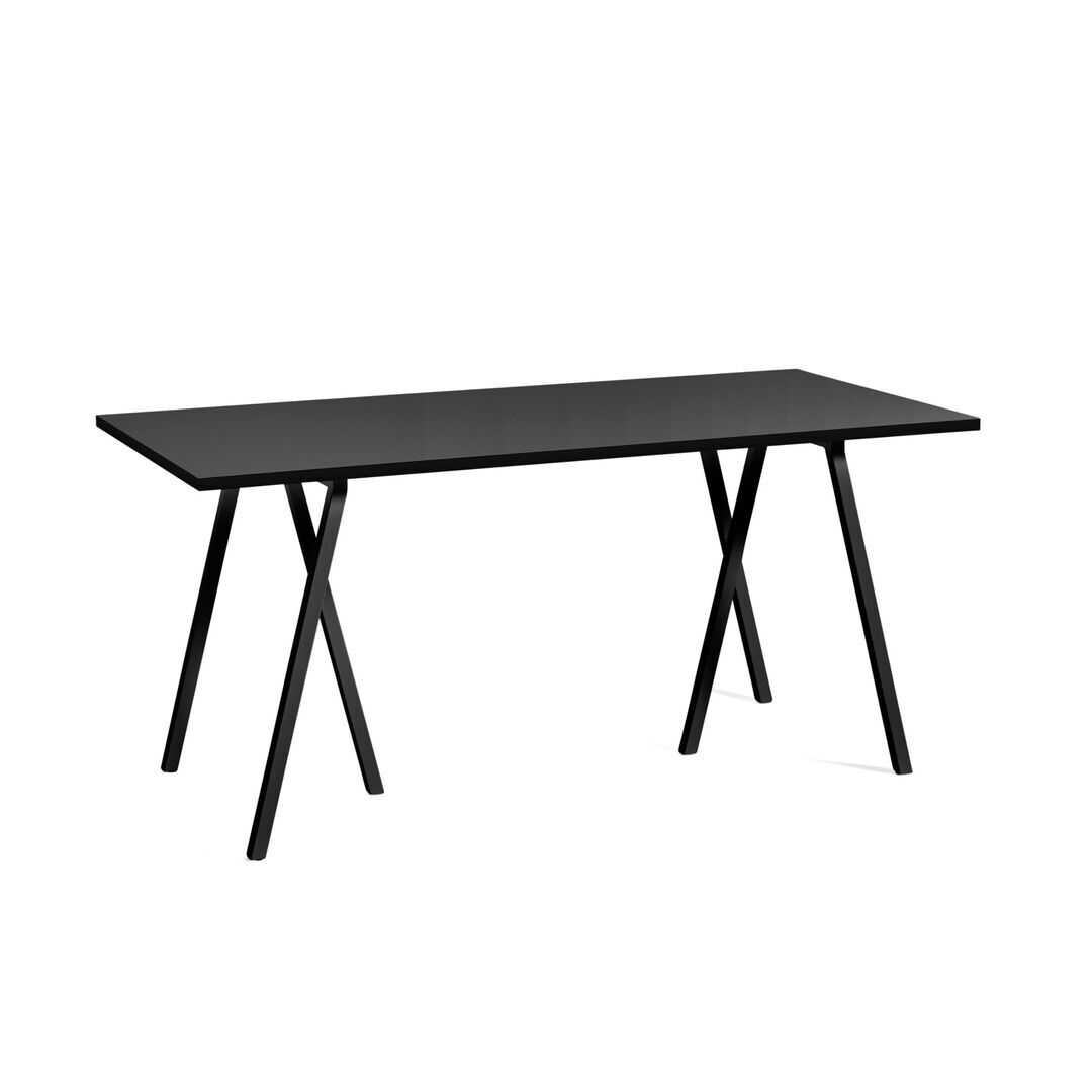 HAY Accessoires Loop Stand Table B: 160 cm / T: 77.5 cm, Linoleum Schwarz, Stahl pulverbeschichtet schwarz