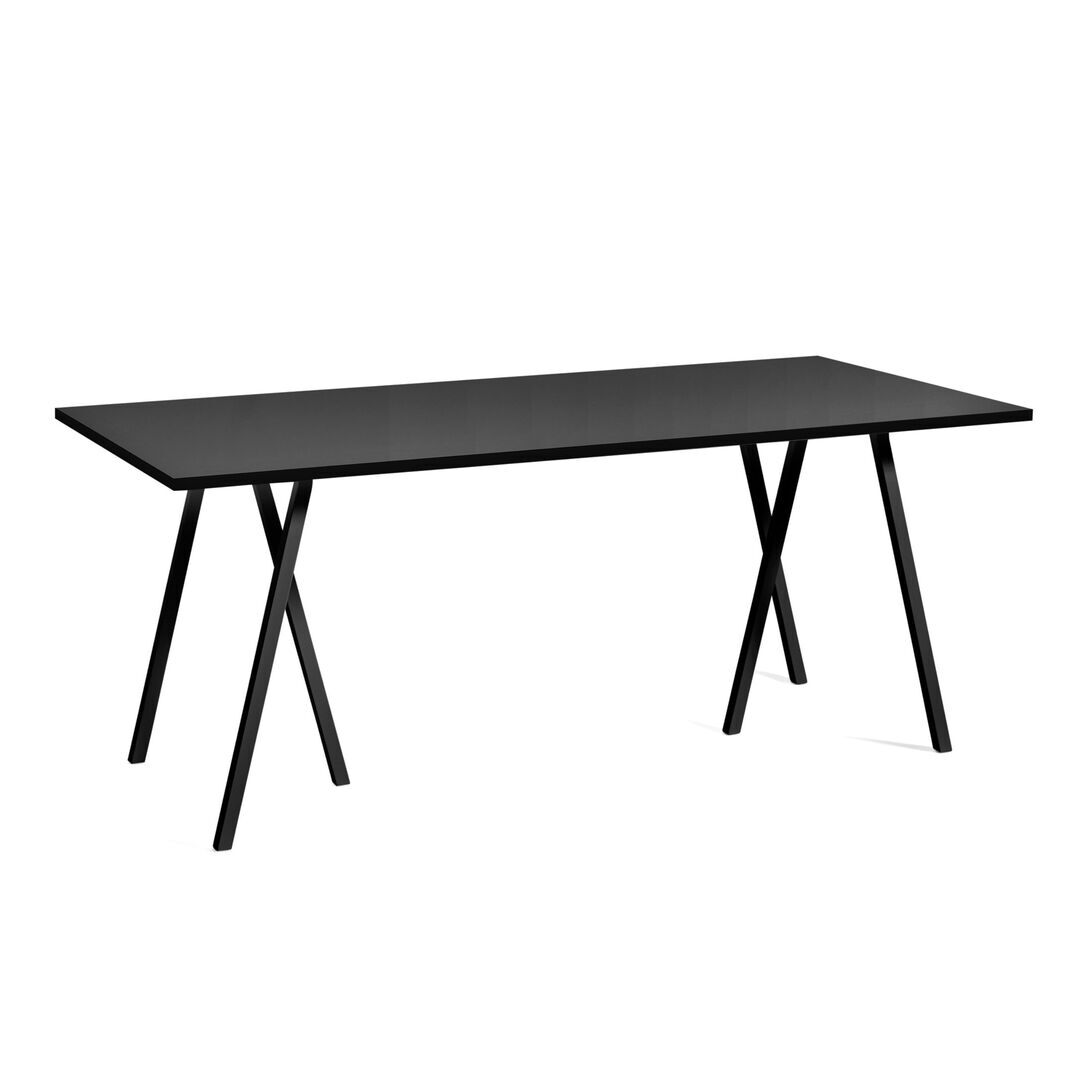 HAY Accessoires Loop Stand Table B: 180 cm / T: 87.5 cm, Linoleum Schwarz, Stahl pulverbeschichtet schwarz