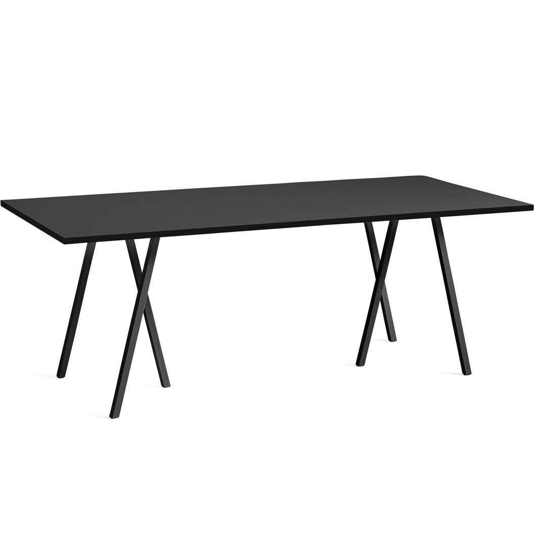 HAY Accessoires Loop Stand Table B: 200 cm / T: 92.5 cm, Linoleum Schwarz, Stahl pulverbeschichtet schwarz