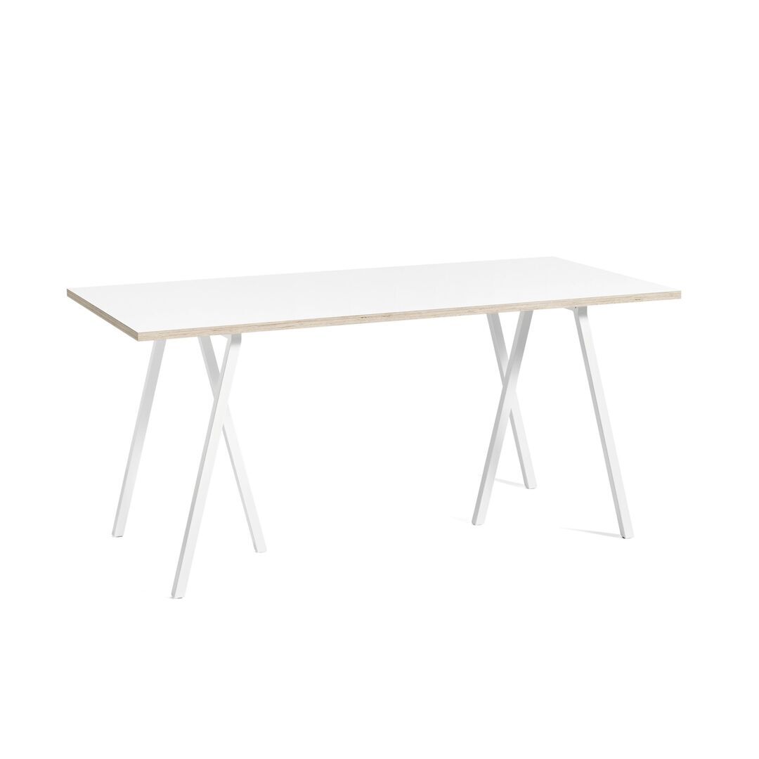 HAY Accessoires Loop Stand Table B: 160 cm / T: 77.5 cm, Laminat Weiss, Stahl pulverbeschichtet weiss