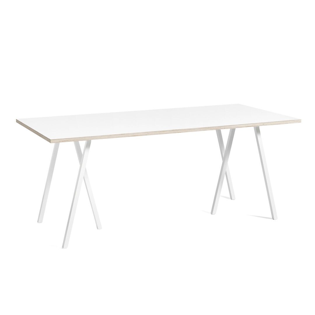 HAY Accessoires Loop Stand Table B: 180 cm / T: 87.5 cm, Laminat Weiss, Stahl pulverbeschichtet weiss