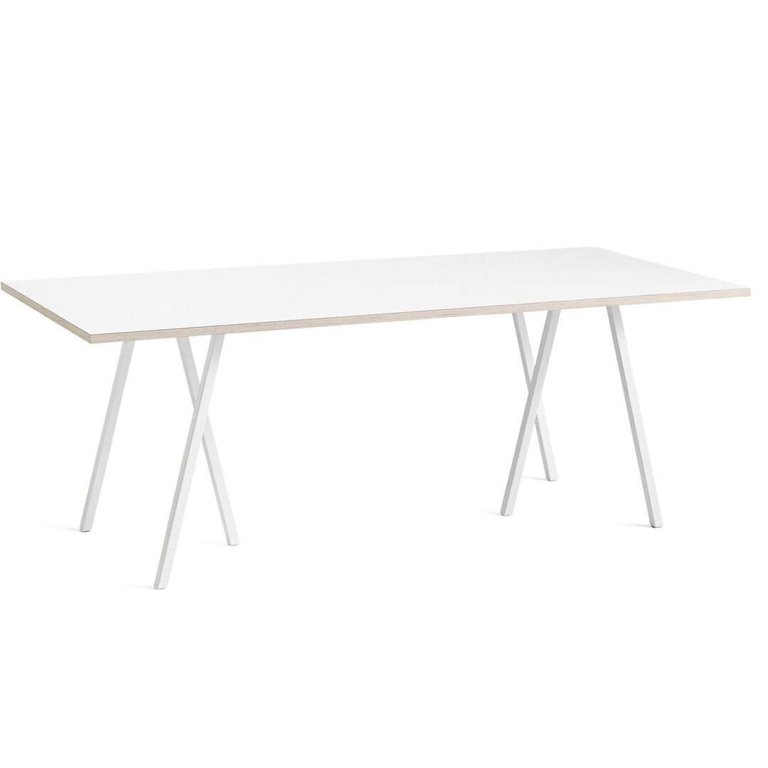 HAY Accessoires Loop Stand Table B: 200 cm / T: 92.5 cm, Laminat Weiss, Stahl pulverbeschichtet weiss