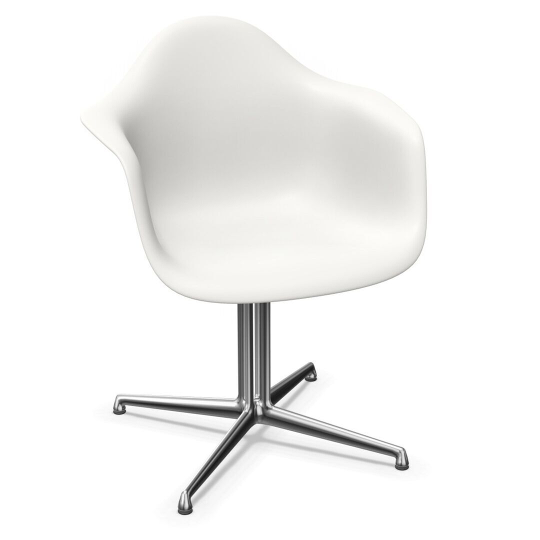 Vitra Eames Plastic  Armchair DAL von Vitra 04 Weiss, Aluminium poliert 03, Filzgleiter basic dark für Hartboden 05