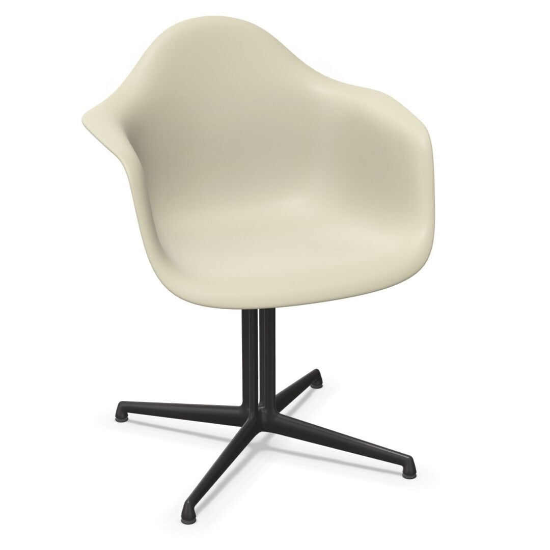 Vitra Eames Plastic  Armchair DAL von Vitra 11 Kieselstein RE, Basic Dark 30 pulverbeschichtet (glatt), Filzgleiter basic dark für Hartboden 05