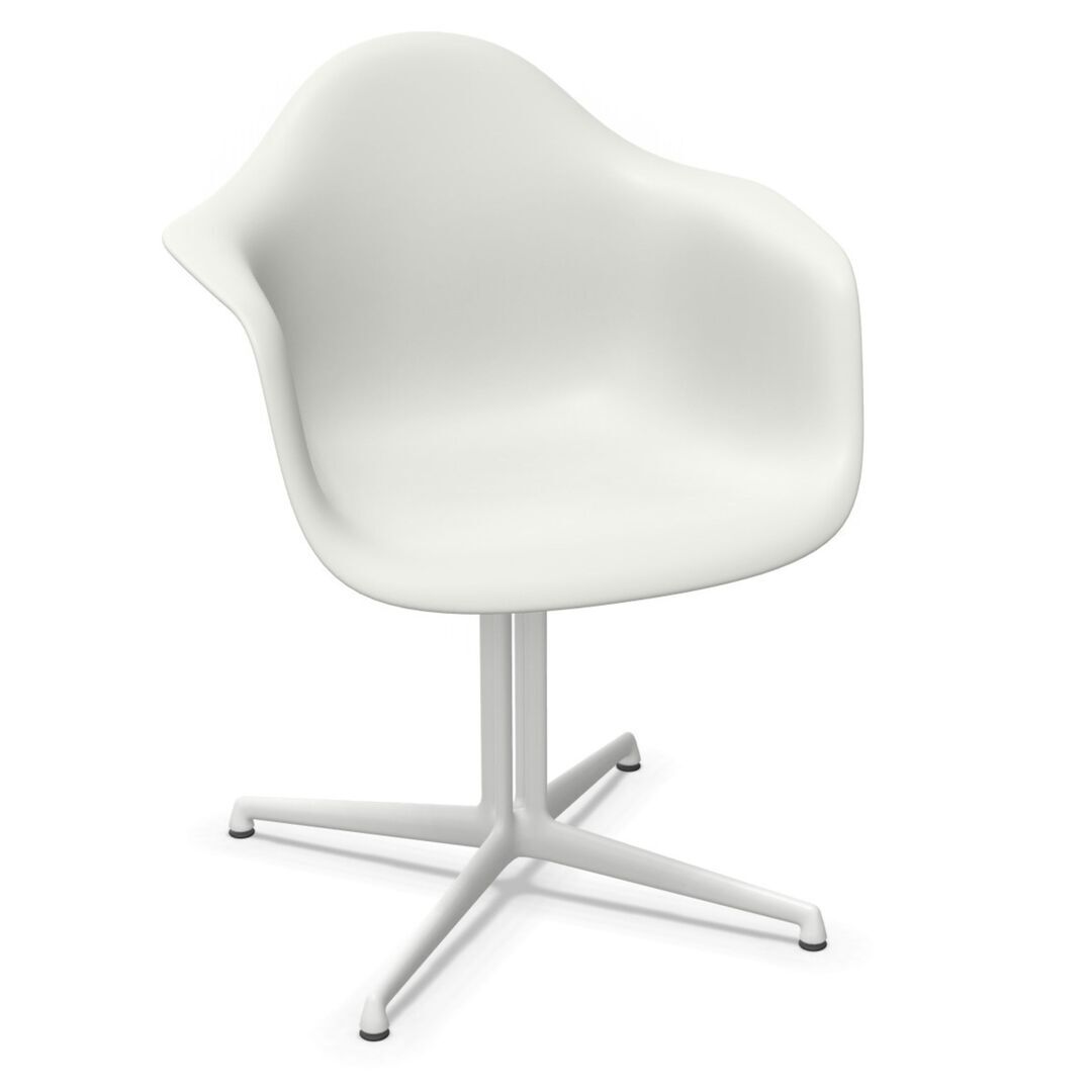 Vitra Eames Plastic  Armchair DAL von Vitra 85 Cotton white RE, Weiss 04 pulverbeschichtet (glatt), Filzgleiter basic dark für Hartboden 05