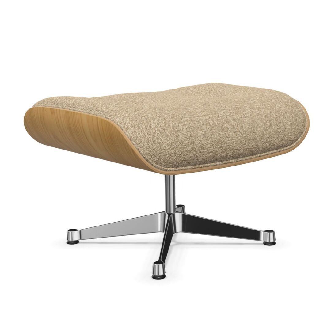 Vitra Lounge Chair Ottoman / neues Furnier / Stoff Kastanie natur lackiert 26, Bambus-Terra 04 - Nubia, Aluminium poliert 03