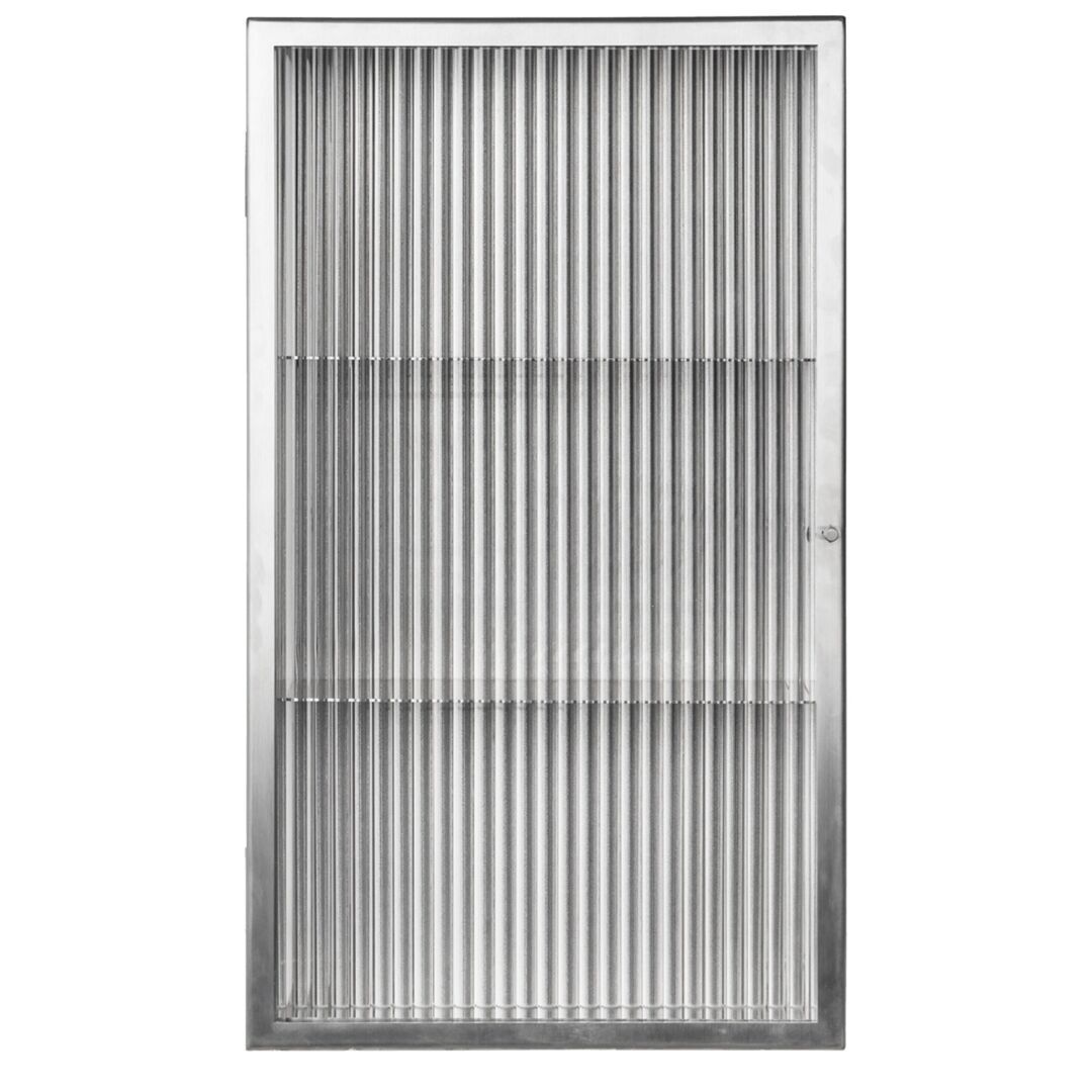 Ferm Living Haze Wall Cabinet - Reeded Glass Stainless Steel