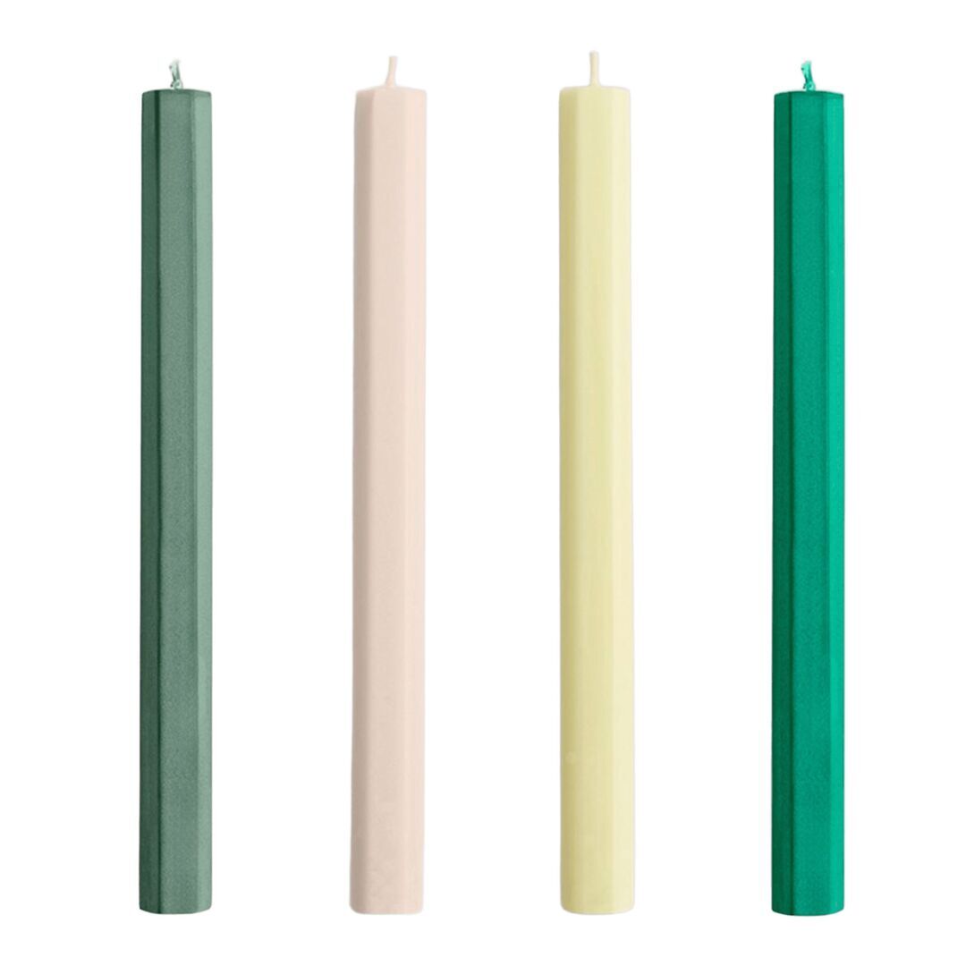 HAY Accessoires Kerze Hexagon im 4er Set von Hay Greens / Whites