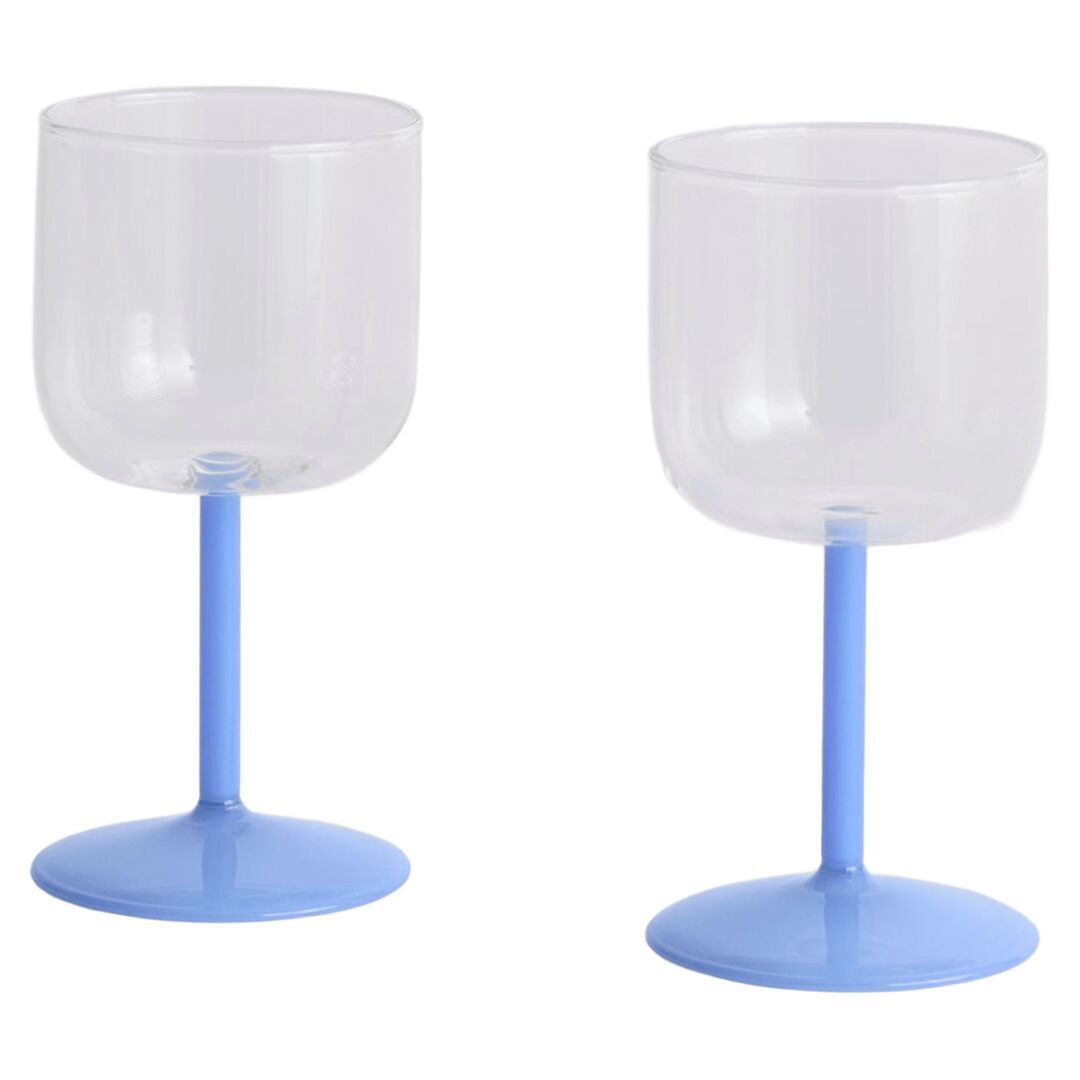 HAY Accessoires Weinglas Tint im 2er Set von Hay Clear / Jade blue