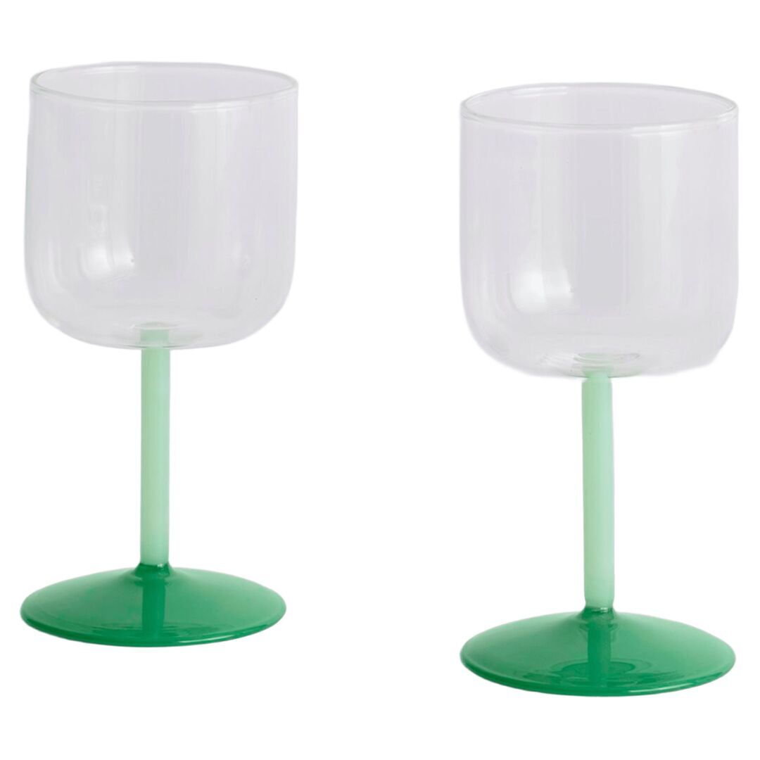 HAY Accessoires Weinglas Tint im 2er Set von Hay Clear / Jade green