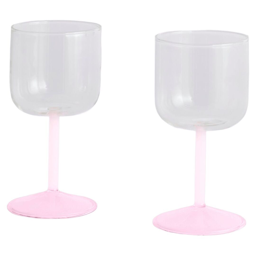 HAY Accessoires Weinglas Tint im 2er Set von Hay Clear / Jade Pink