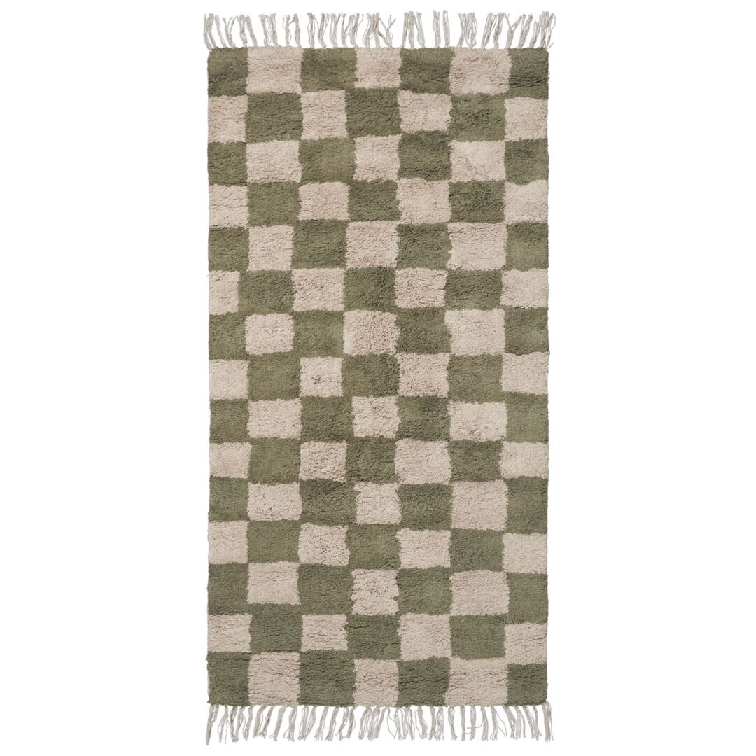 Ferm Living Mara Washable Rug B: 80 cm / H: 150 cm , Elm Green / Warm Sand