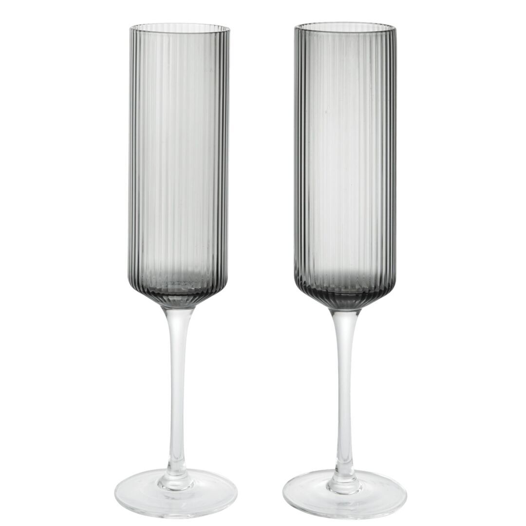 Ferm Living Sektglas Ripple von Ferm Living Smoked Grey
