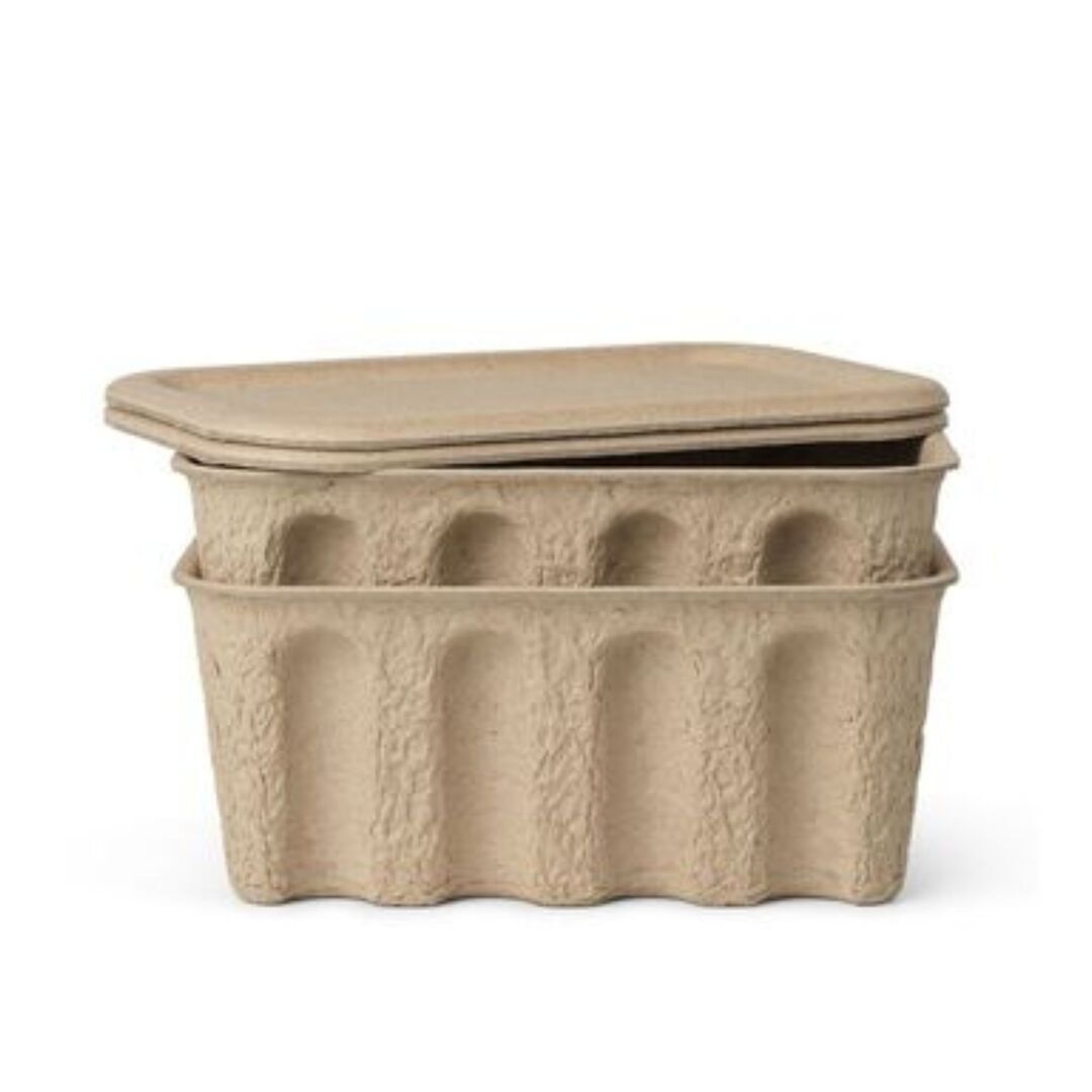 Ferm Living Paper Pulp Box - Small 2er Set 100 % recycelter Papierzellstoff Brown, Klein