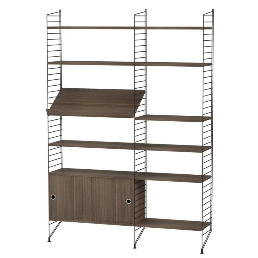 String_Furniture_System_Wohnzimmer_H_Schwarz_Walnuss