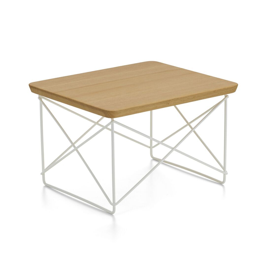 Vitra Occasional Table LTR Weiss 04 pulverbeschichtet (glatt), Kastanie massiv