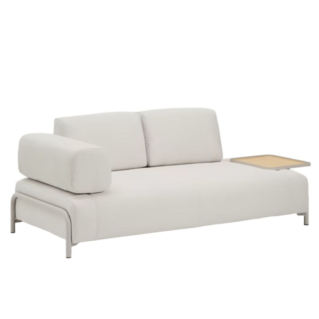 Kave Home 2-Sitzer-Sofa Compo aus Chenille mit grosses Tablett von Kave Home Stahl Beige, Drom Beige