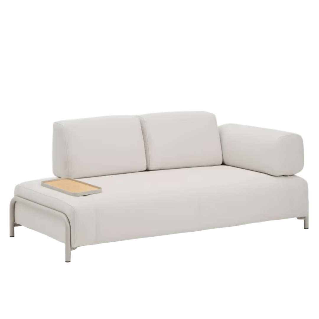 Kave Home 2-Sitzer-Sofa Compo aus Chenille mit kleines Tablett von Kave Home Stahl Beige, Drom Beige