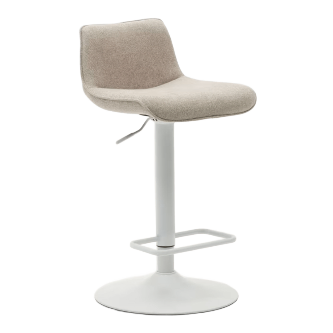Kave Home Zenda Hocker aus Chenille von Kave Home Beige / Matteweiss