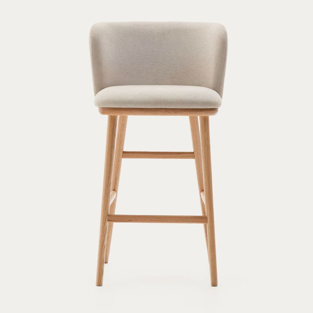 Kave Home Hocker aus Chenille Ciselia von Kave Home Beige / Natur