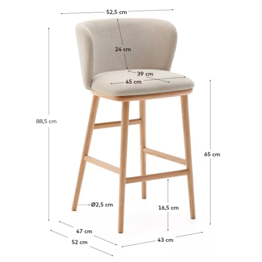 Kave Home Hocker aus Chenille Ciselia von Kave Home Beige / Natur