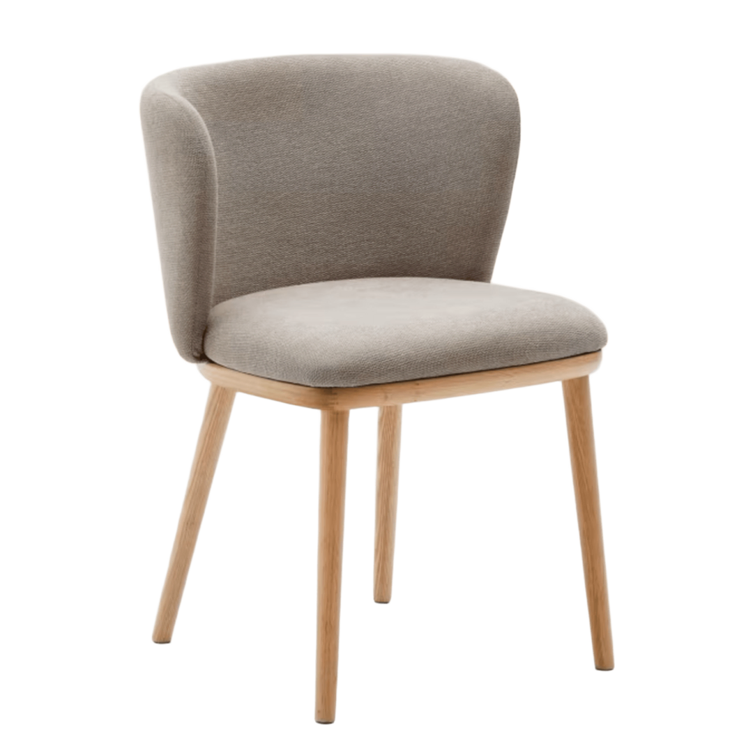 Kave_Home_Stuhl_Ciselia_aus_Chenille_Braun_Massives_Eschenholz_Natürl_Finish