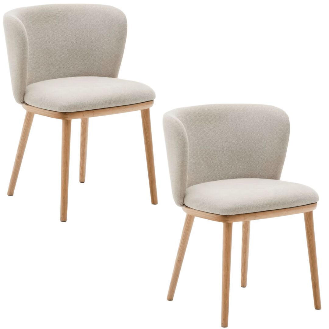 Kave_Home_Stuhl_Ciselia_aus_Chenille_Beige_Massives_Eschenholz_Natürl_Finish_2er_Set