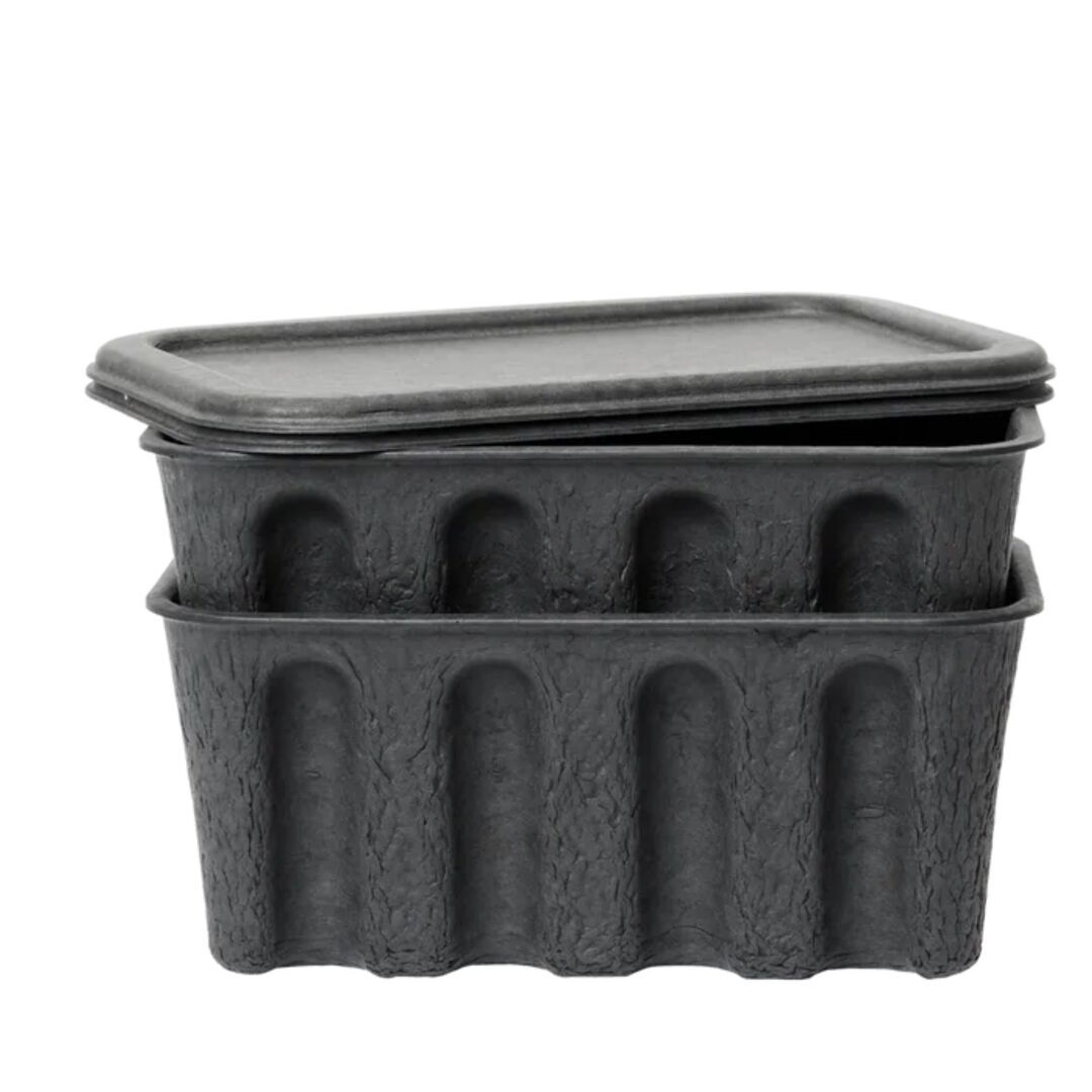 Ferm Living Paper Pulp Box - Large 2er Set, Charcoal