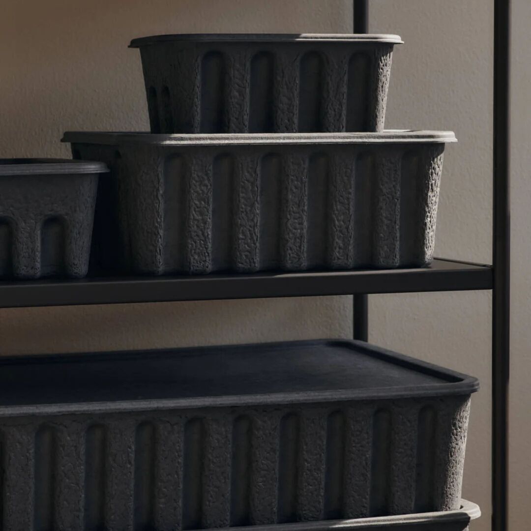 Ferm Living Paper Pulp Box - Large 2er Set, Charcoal