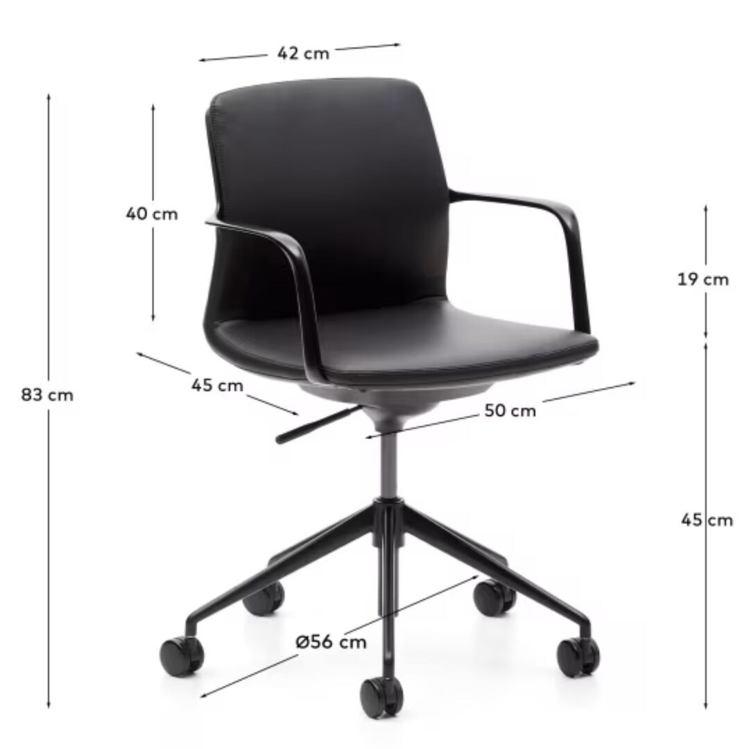 Kave_Home_Schreibtischstuhl_Nerlan_Schwarz_Leder_Schwarz_Gestell_Details