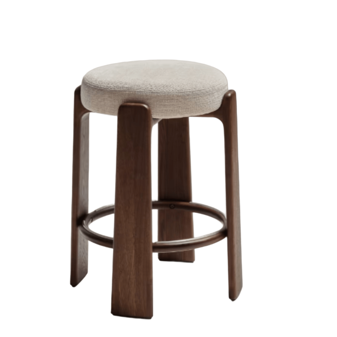 Kave Home Hocker Granite von Kave Home H und Sitzhöhe: 65 cm / B und T: 49.5 cm, Beige / Dunkelbraun