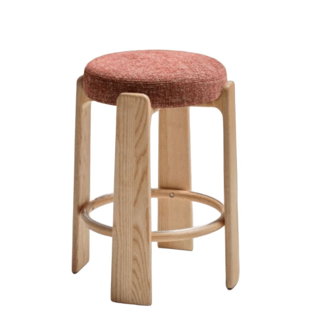 Kave Home Hocker Granite von Kave Home H und Sitzhöhe: 65 cm / B und T: 49.5 cm, Terrakotta / Hellbraun