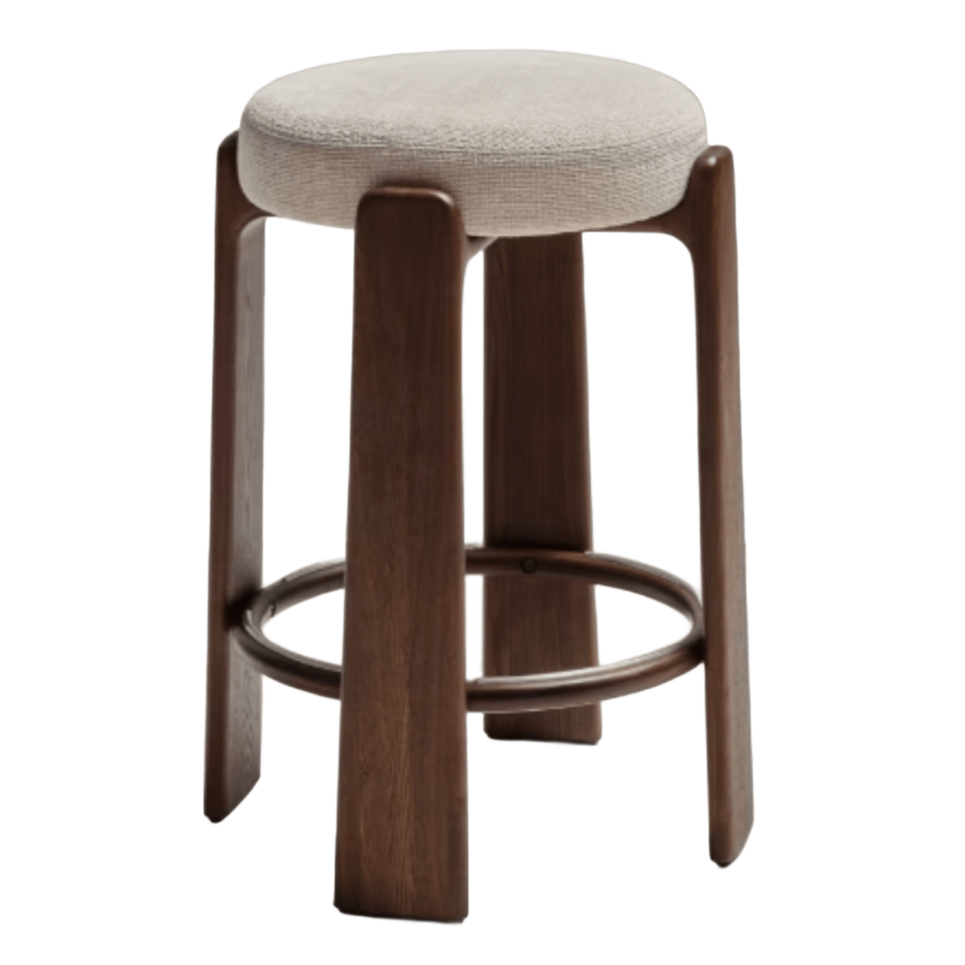 Kave Home Hocker Granite von Kave Home H und Sitzhöhe: 75 cm / B und T: 51 cm, Beige / Dunkelbraun