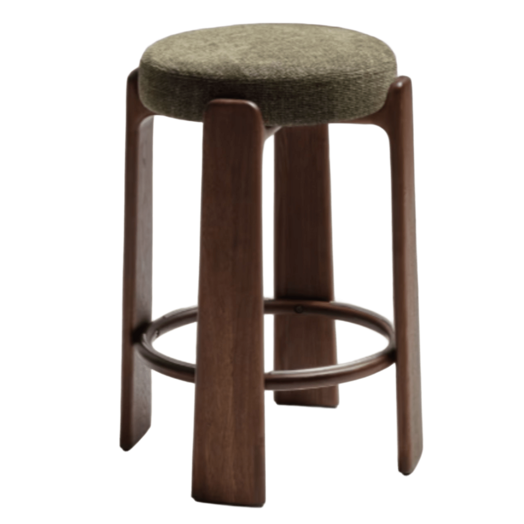 Kave Home Hocker Granite von Kave Home H und Sitzhöhe: 75 cm / B und T: 51 cm, Grün / Dunkelbraun