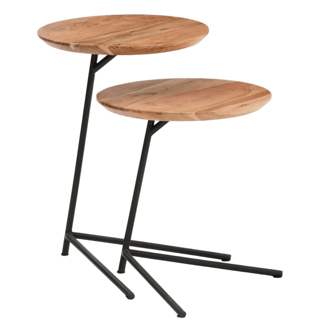 Kave Home 2er-Set Beistelltische Vintara von Kave Home Natur / Schwarz