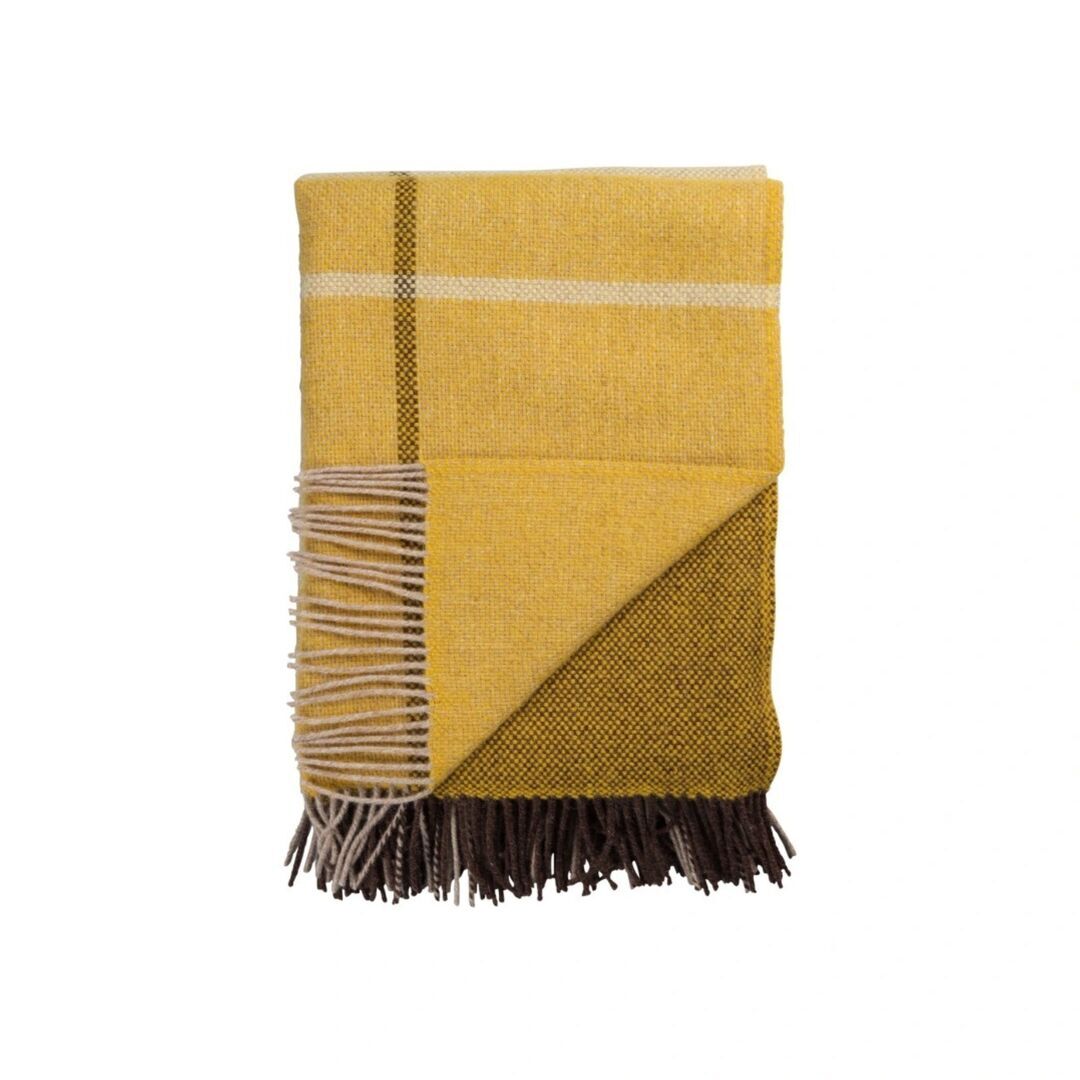 Røros Tweed Lammwolldecke Filos 135 x 200 cm von Røros Tweed Gelb 