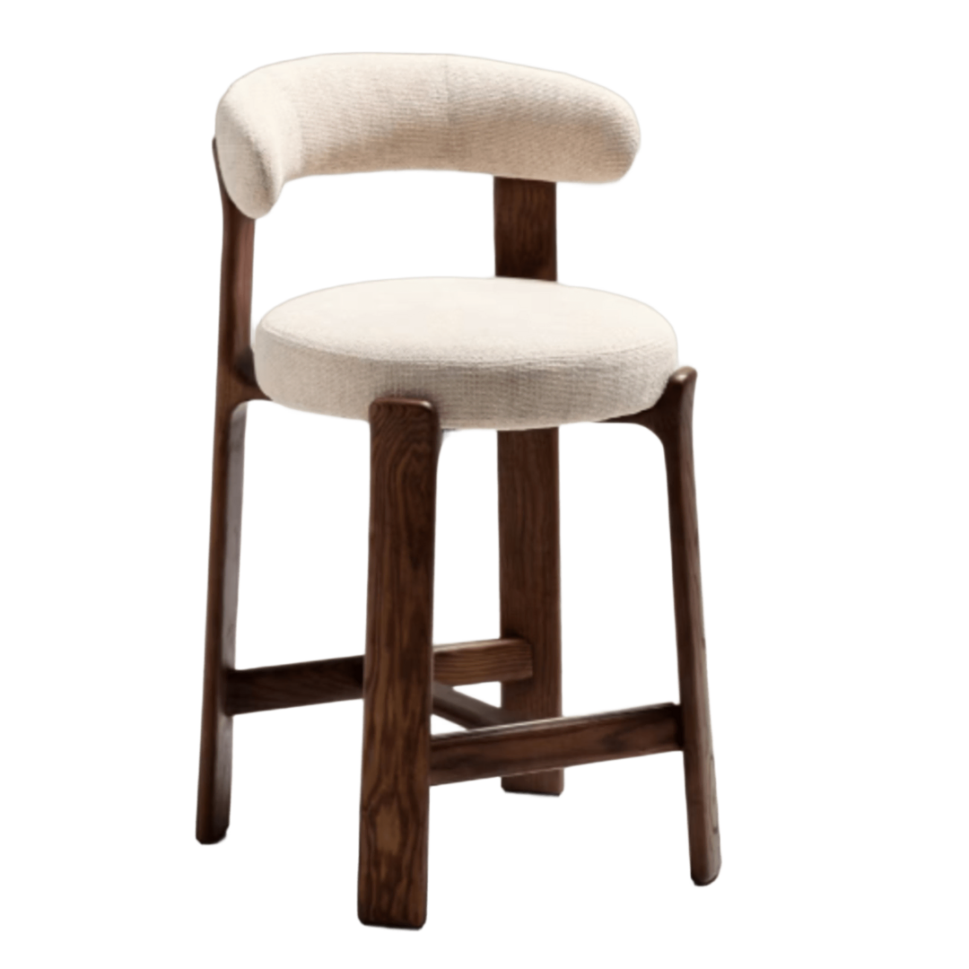 Kave Home Hocker Granite aus Chenille von Kave Home H: 90 cm / Sitzhöhe: 65 cm, Beige / Dunkelbraun