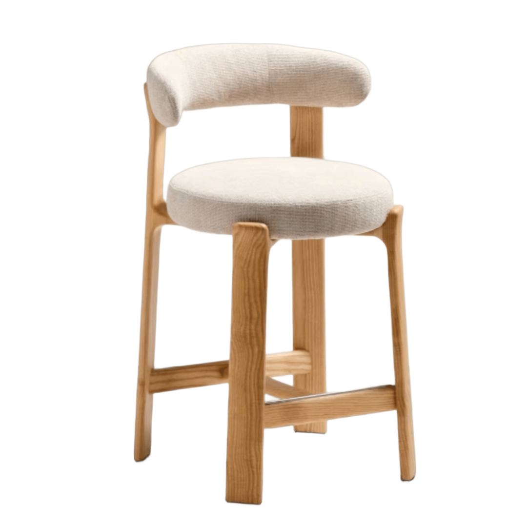 Kave Home Hocker Granite aus Chenille von Kave Home H: 90 cm / Sitzhöhe: 65 cm, Beige / Hell braun