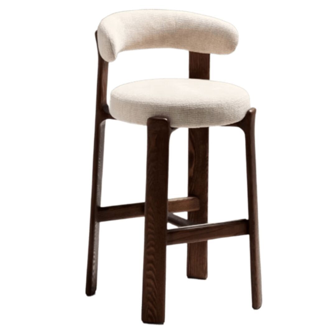 Kave Home Hocker Granite aus Chenille von Kave Home H: 100 cm / Sitzhöhe: 75 cm, Beige / Dunkelbraun