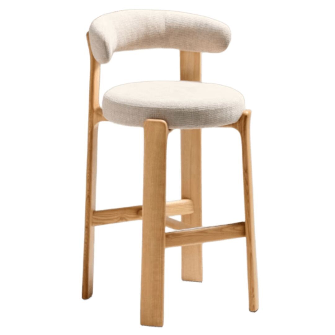 Kave Home Hocker Granite aus Chenille von Kave Home H: 100 cm / Sitzhöhe: 75 cm, Beige / Hell braun