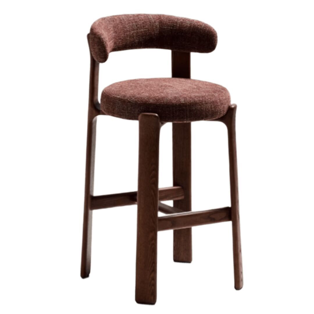 Kave Home Hocker Granite aus Chenille von Kave Home H: 100 cm / Sitzhöhe: 75 cm, Braun / Dunkelbraun