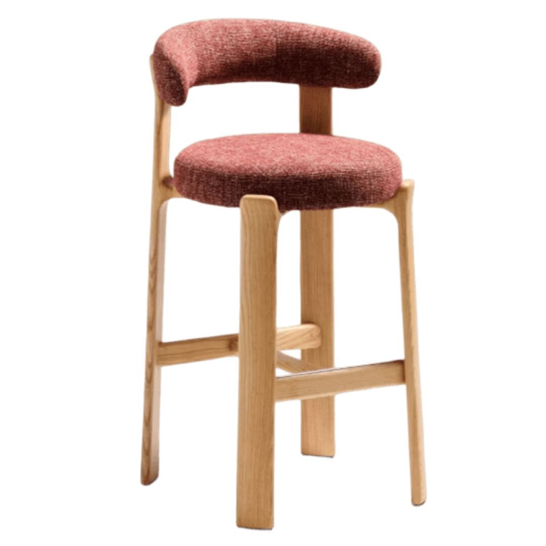 Kave Home Hocker Granite aus Chenille von Kave Home H: 100 cm / Sitzhöhe: 75 cm, Terrakotta / Hellbraun