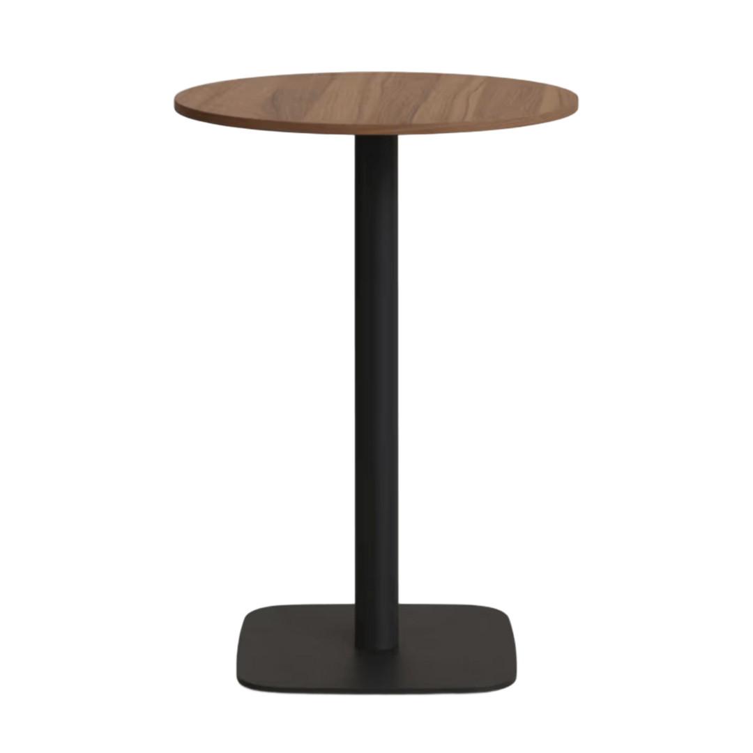 Kave Home Hoher Runder Tisch Dina von Kave Home Nussbaum / Metallbein Schwarz lackiert