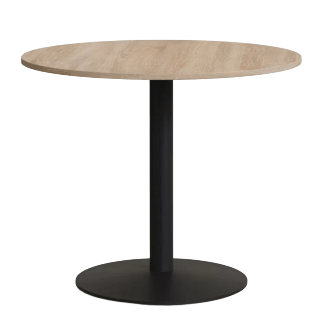 Kave Home Runder Tisch Melamin Esilda von Kave Home Ø: 90 cm, Natur / Metallbein Schwarz lackiert