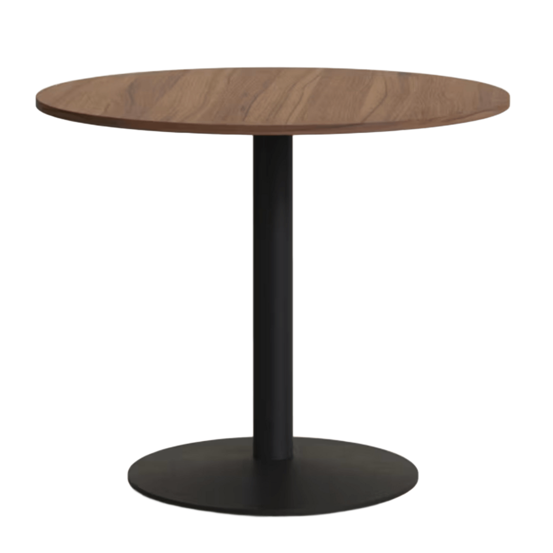 Kave Home Runder Tisch Melamin Esilda von Kave Home Ø: 90 cm, Nussbaum / Metallbein Schwarz lackiert