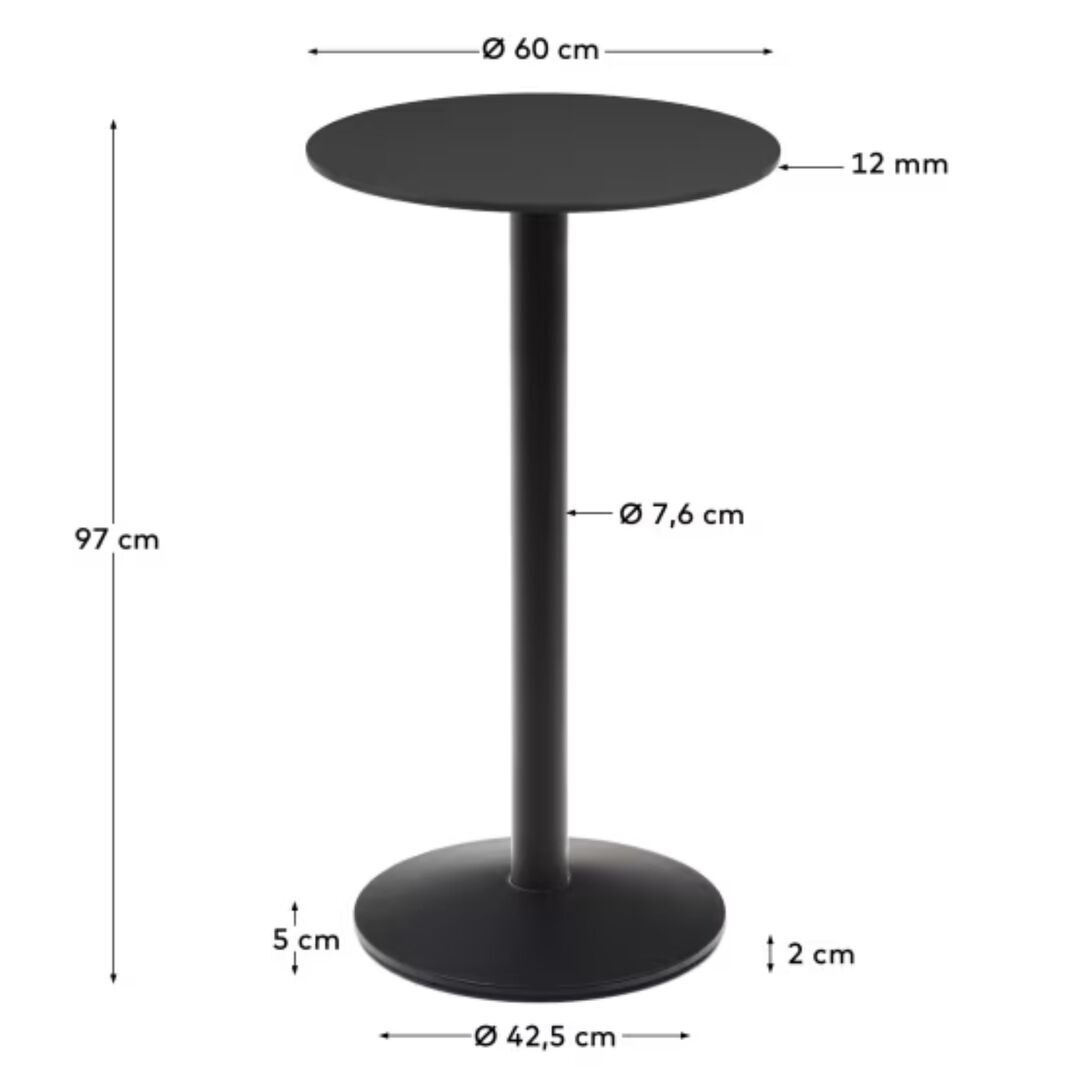 Kave_Home_Esilda_runder_Stehtisch_Schwarz_mit_schwarz_lackiertem_Metallbein_Dimesnions
