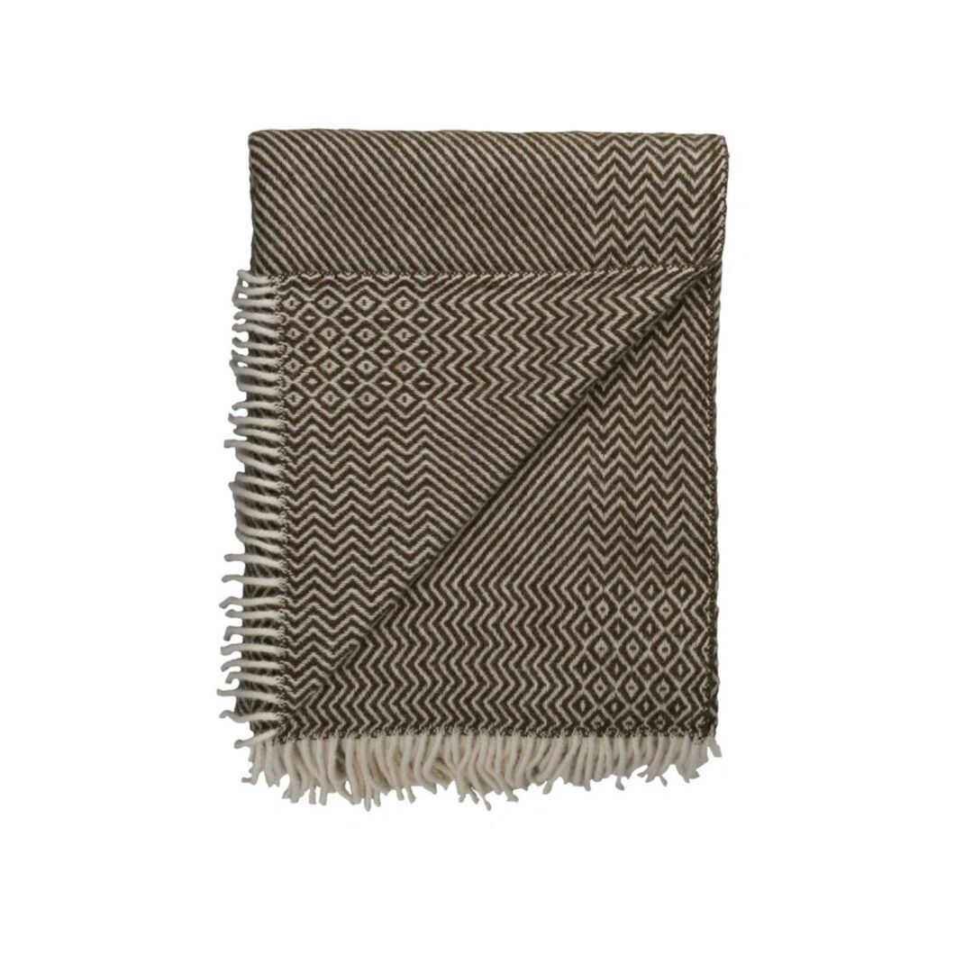 Røros Tweed Lammwolldecke Kattefot 140 x 220 cm von Røros Tweed Moosgrün