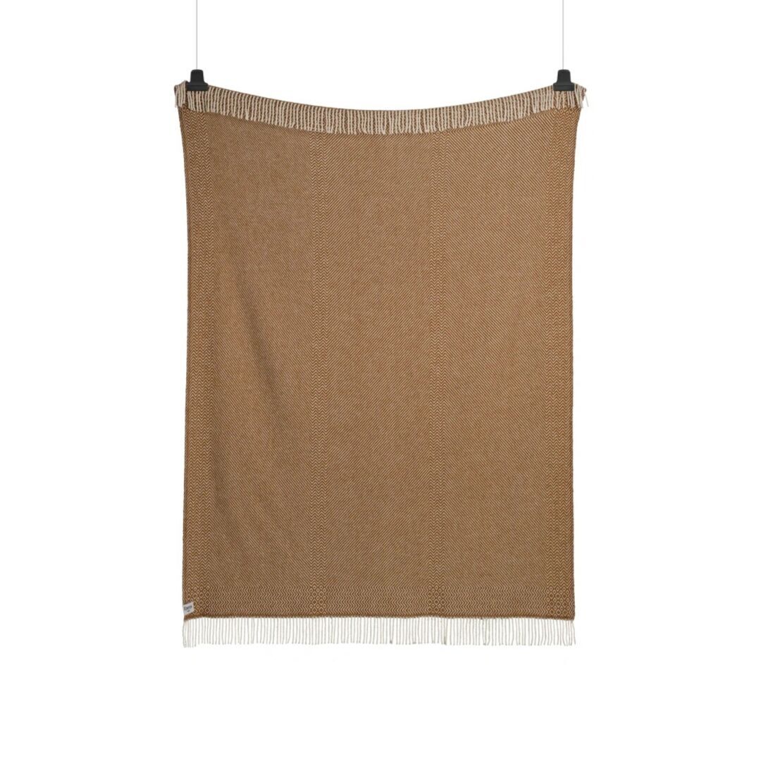 Røros Tweed Lammwolldecke Kattefot 140 x 220 cm von Røros Tweed Gebranntes Ocker