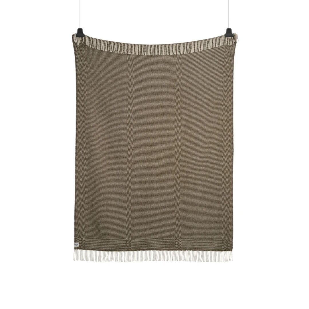 Røros Tweed Lammwolldecke Kattefot 140 x 220 cm von Røros Tweed Moosgrün